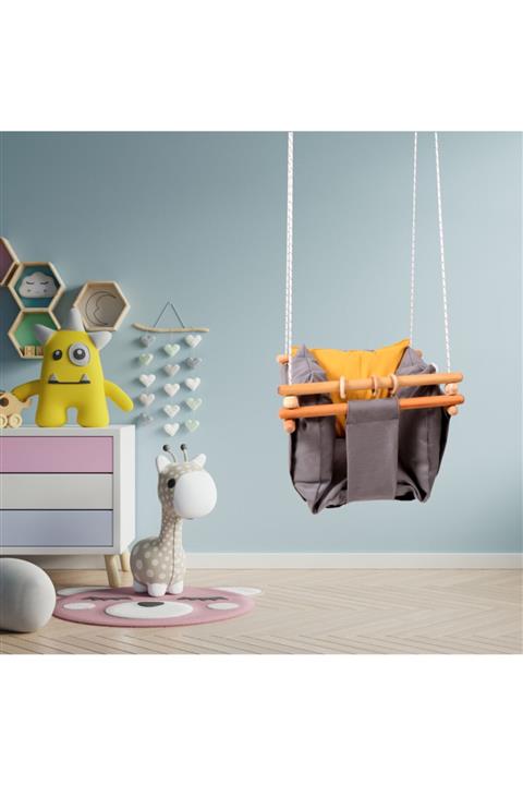 BosphorusStore Minderli Bebek Salıncağı, Sarı Ev Tipi Tavana Asılan Bebek Salıncak