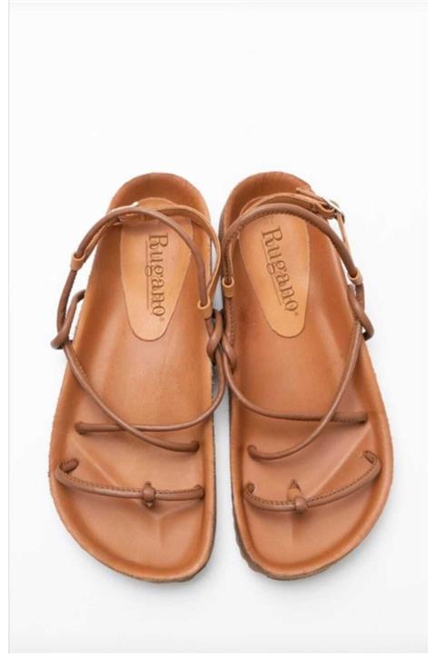 Rugano Kadın Taba Hakiki Deri Sandalet