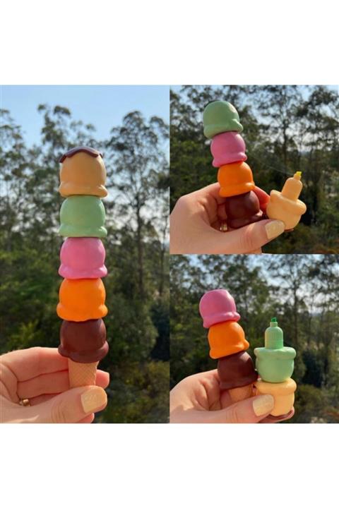 Şeker Ofisi 5'li Top Dondurma Fosforlu Kalem Seti