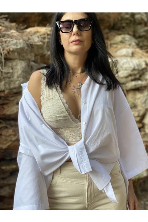 magnolianbutik Kadın Ekru Dantel Bralet