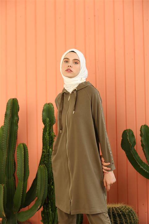 ALLDAY Haki Kuşgözlü Fermuarlı Eşofman Takımı