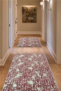 ISM - Kaymaz Taban Yıkanabilir Kesme Yolluk Halı - Bordo - Overloklu - 80-100-120-150-200cm En