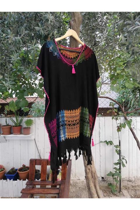 KISAYOL Kalıp Baskı El Boyası Bohem Bambu Peştemal Plaj Elbisesi, Pareo