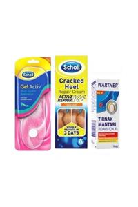 Scholl Transparan Jel Formda Alçak Topuk Için Tabanlık+tırnak Mantar Jeli+topuk Çatlak Için Balm