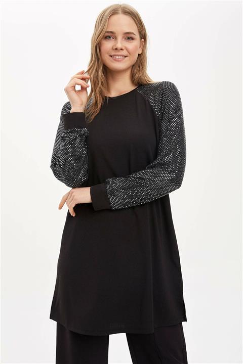 DeFacto Kadın Siyah Relax Fit Uzun Kollu Tunik N7539AZ20SP