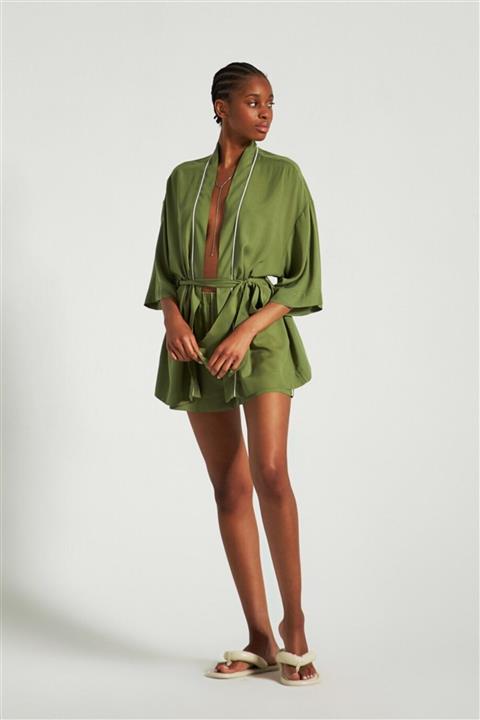 BLUECAT Haki Kimono Şortlu Kadın Takım Pt5524