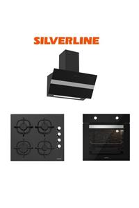 Silverline Siyah Cam Ankastre Set (3472 Bold 60+cs5343b01+bo6501b01)