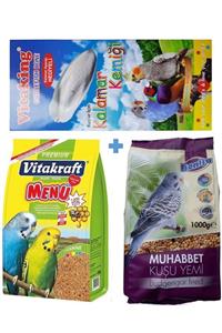 Vitakraft Muhabbet Menu Jod Vital 1 Kg + Bonisa 1 Kg Kuş Yemi + Vitaking Extra Kalsiyum Deposu Kalamar Kemiği