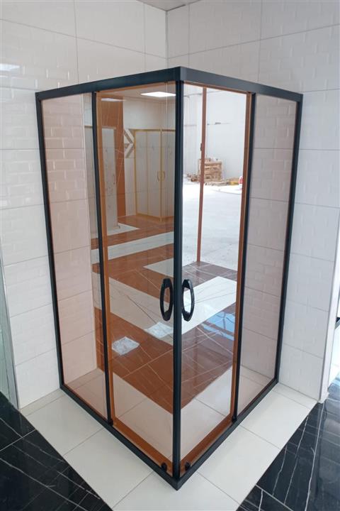 AVRUPA DUŞ 70x150x190 Cm Siyah Profil Pembe Tentesol 5mm Camlı Yükseklik 190 Cm Duşakabin