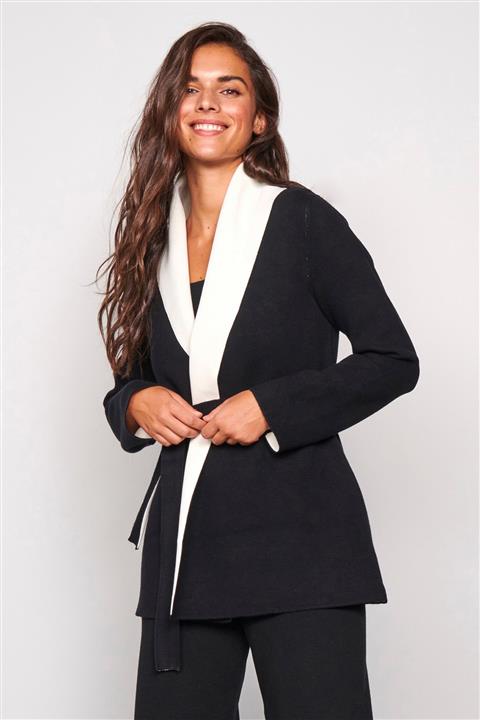 JOIN US Kontrast Yaka Kemerli Hırka