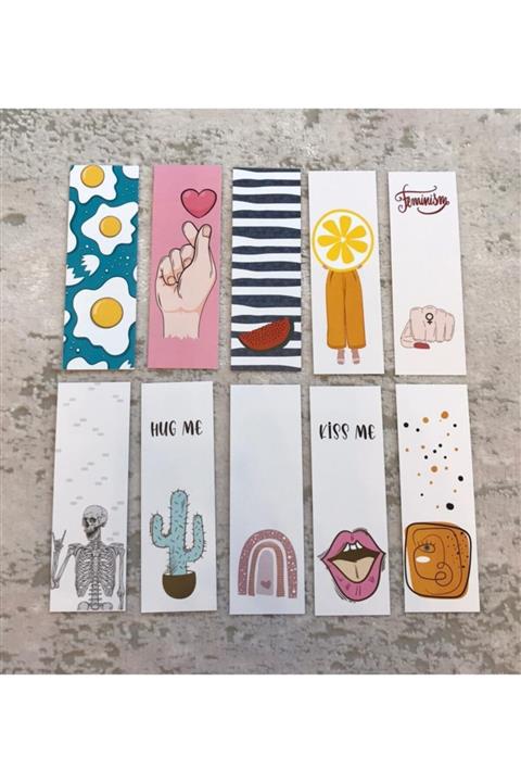Paytak Moda Renkli Karışık 10'lu Desenli Kitap Ayraç Seti Pytkkayr0024