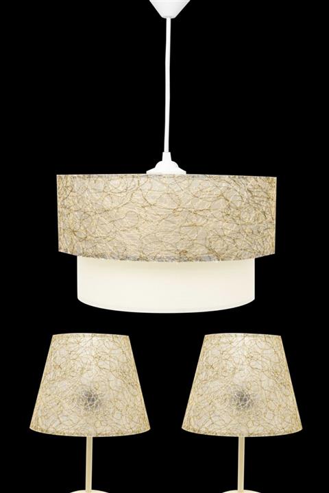 Dlight Altın Ipli Yatak Odası Abajur Ve Avize Seti