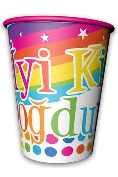 whiteavm Bardak Gökkuşağı Iyiki Doğdun 220/240cc Pk:8