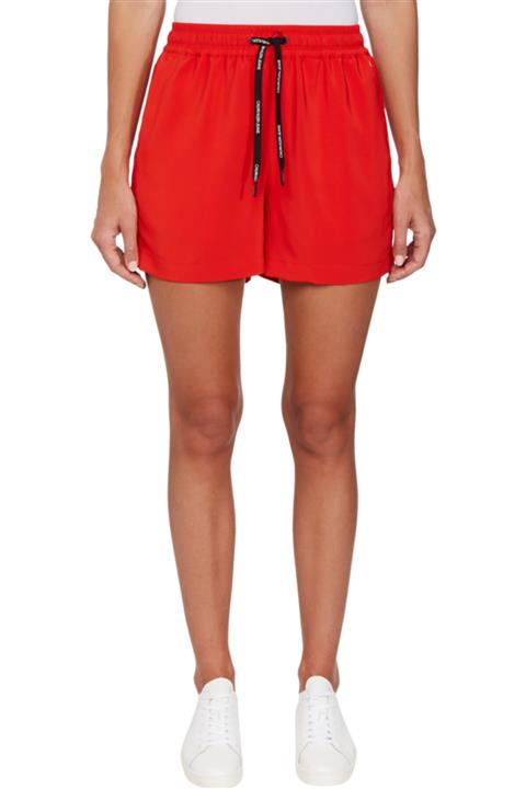 Calvin Klein Kadın Kırmızı Branded Draw Cords Drapey Short Şort