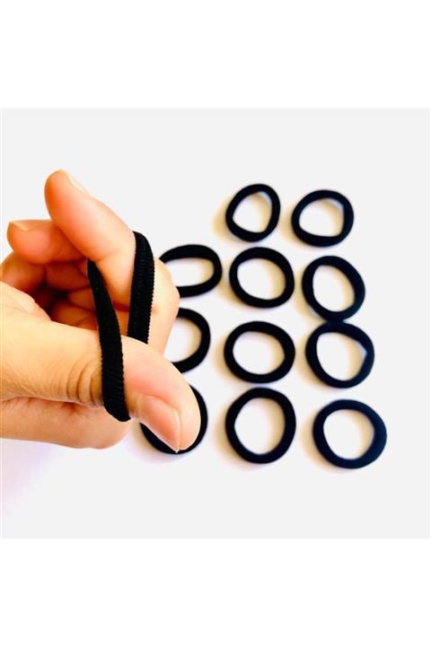 SEYRAN TASARIM 12'li Kaliteli Kadın Siyah Havlu Lastik Toka