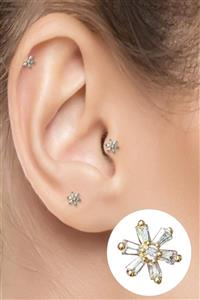 Salyangoz Company Cerrahi Çelik Kıkırdak Helix Tragus Piercing Çiçek Figür Gold Renk(1 Adet) Chpgld02