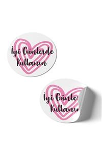 Atölye Çizgi Iyi Günlerde Kullanın Heart 60 Adet 5x5cm Yuvarlak Sticker