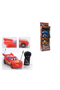 Rozia Cars Şimşek Mcqueen Yarım Fonksiyon Şarjlı Uzaktan Kumandalı Araba +cars 6'lı Set Mcqueenaraba