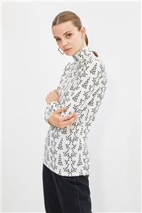 Trendyol Modest Ekru Baskılı Yarım Balıkçı Örme Tunik TCTAW22UK0042