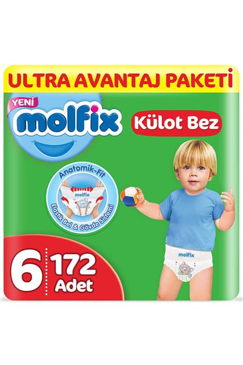 Molfix Bebek Bezi 6 Beden Külot Bez Ultra Avantaj Paketi (86*2) 172 Adet