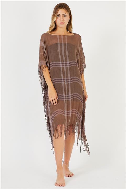 Daisy Accessory Kadın Kahverengi Pamuklu Plaj Elbisesi