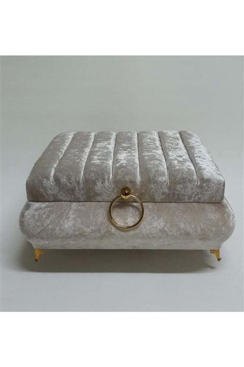 KÜBRAHOME'S Kadife Bej Çok Amaçlı Kutu Bej