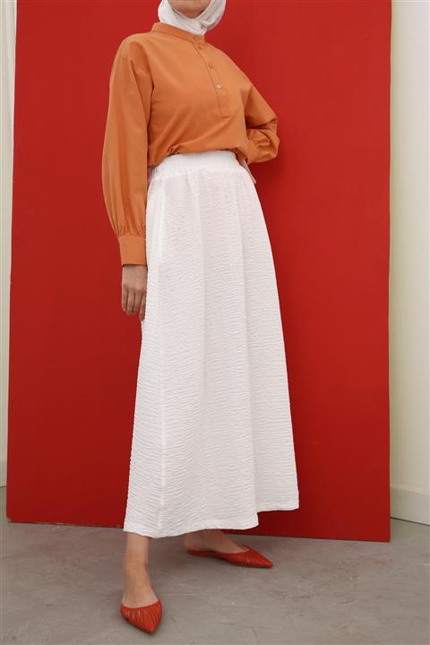 ALLDAY Beyaz Gofre Kumaş Etek