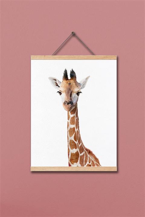 Dekor Loft Zürafa Hayvan Desenli Askılı Çocuk Odası Tablosu
