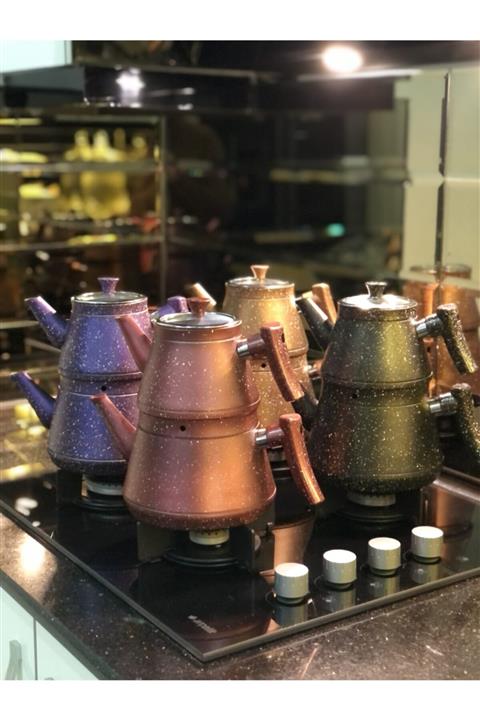 ELİT DÜNYAM Siyah Granit Çaydanlık Bakalit Kulplu