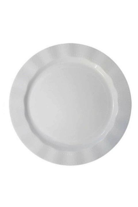 tugra ticaret Parti Beyaz Renk Lüks Plastik Mika Yuvarlak Tabak 26 cm 6 Adet
