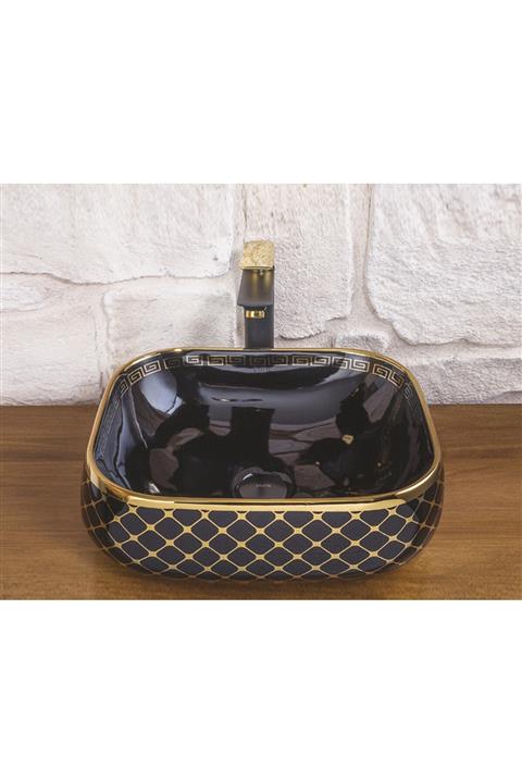 Pure Concept Geometrik Gold Black Çanak Lavabo Gb-523