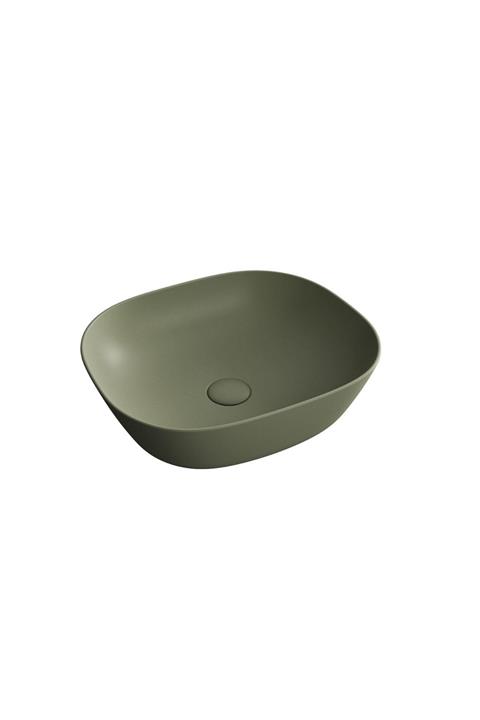 VitrA Plural 7810b475-0016 Kare Alçak Çanak Lavabo, Clean, 45 Cm, Mat Yosun Yeşili