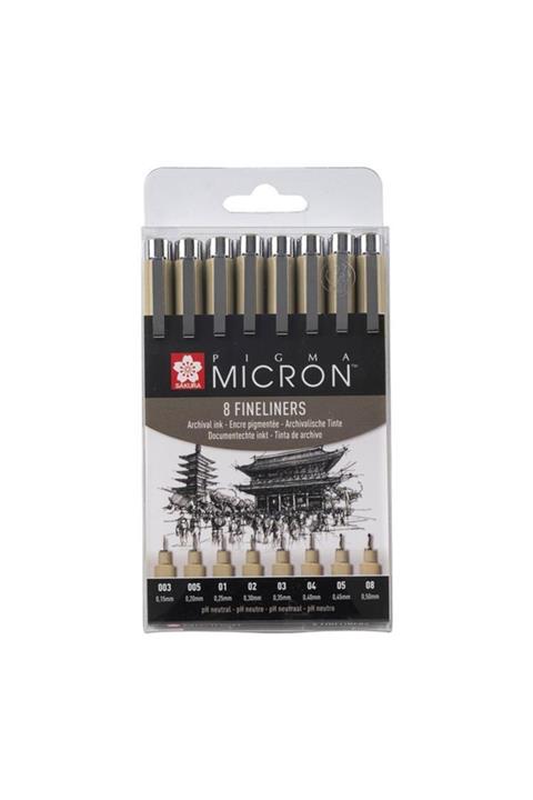 Sakura Pıgma Mıcron Teknik Çizim Kalem Seti 8'li