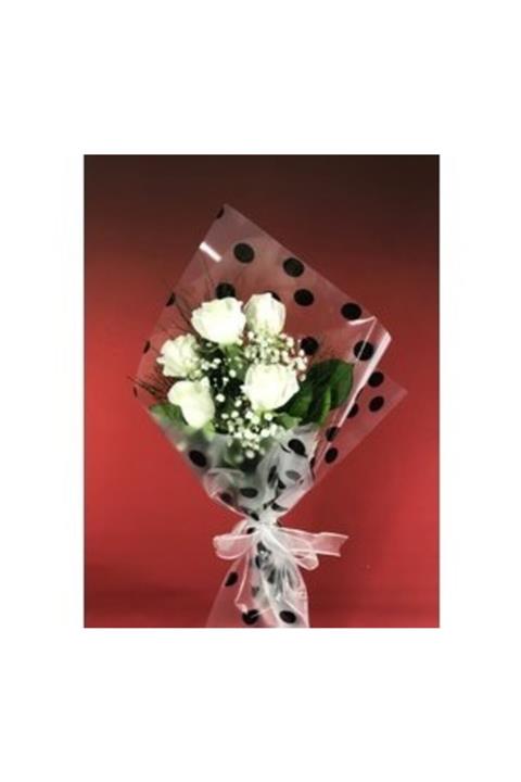 Hasal Süs Bitkileri Dingin Beyaz - 5 Beyaz Gül Buketi - Özel Aranjman Hediyelik Kesme Canlı Çiçek