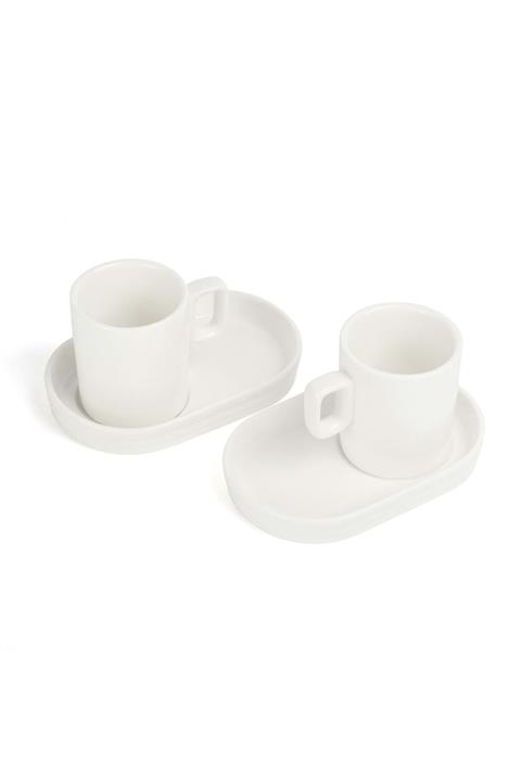 AlışverişTarlası Ew's Porselen Oval 2 Li Kahve Fincanı