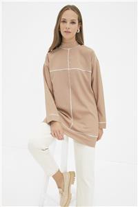 Trendyol Modest Camel Dik Yaka Biye Detaylı Tunik TCTAW22UK0184