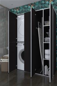 Kenzlife Çamaşır Kurutma Makinesi Dolabı Kapaklı Yaromira Siyah 180x120x60 Banyo