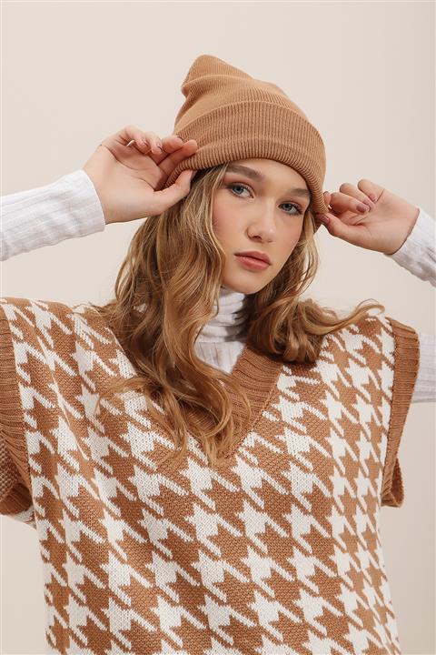 Trend Alaçatı Stili Kadın Bisküvi Basic Pamuklu Bere ALC-A2409