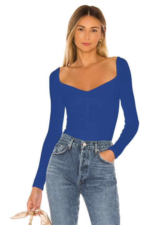 By Kul Design Kadın Saks Mavi Önü Büzgülü Bodysuit