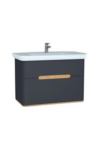 VitrA Sento 60838 Lavabo Dolabı, Çift Çekmeceli, 100 Cm, Mat Antrasit