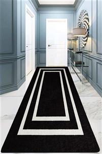 Chilai Home Silver Siyah Yolluk Halı Djt Yıkanabilir,kaymaz Tabanlı Kesme Rulo Halı Yolluk