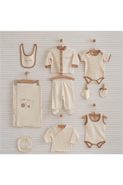 Bebbek Bebek Bej Organic Farmer Baby 10 Parça Yeni Doğan Hastane Çıkış Seti