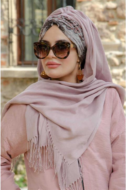 Aişe tesettür Pudra Vizon Hazır Şal