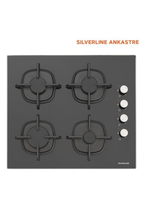 Silverline Cs5343b01 60 Cm Gazlı Siyah Cam Ankastre Ocak