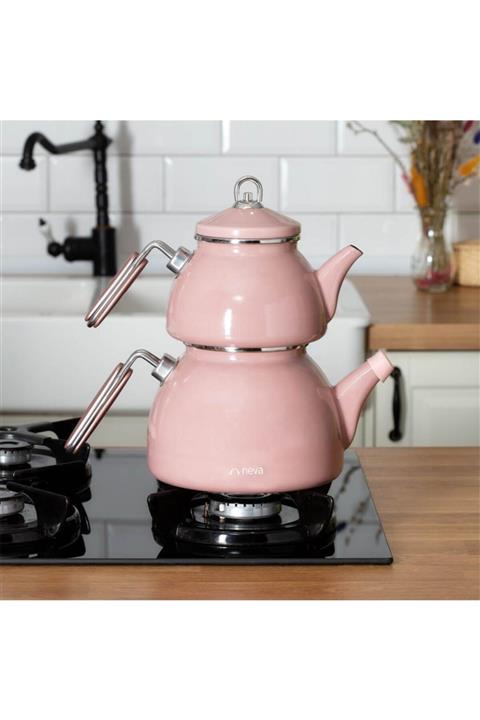 Neva N2862 Rose Chocolate Emaye Demlik Seti