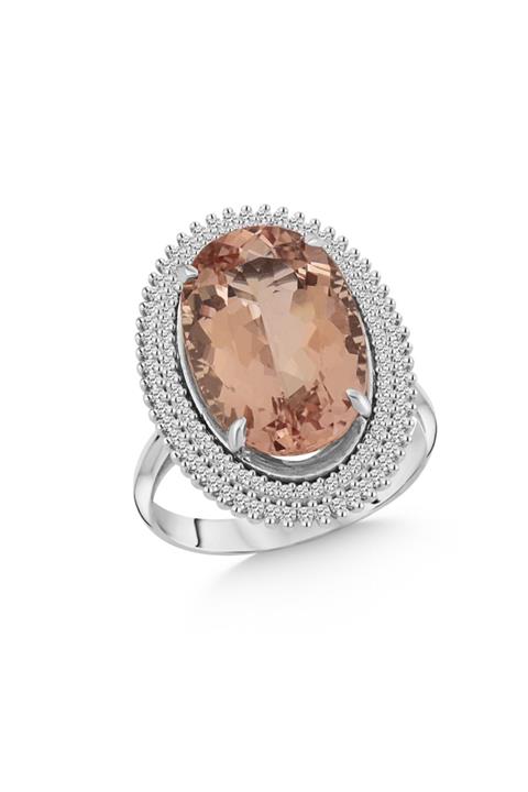Diamine Anturaj Altın Pırlanta Morganite Oval Taşlı Yüzük