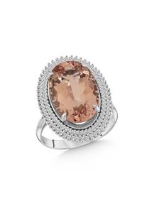 Diamine Anturaj Altın Pırlanta Morganite Oval Taşlı Yüzük