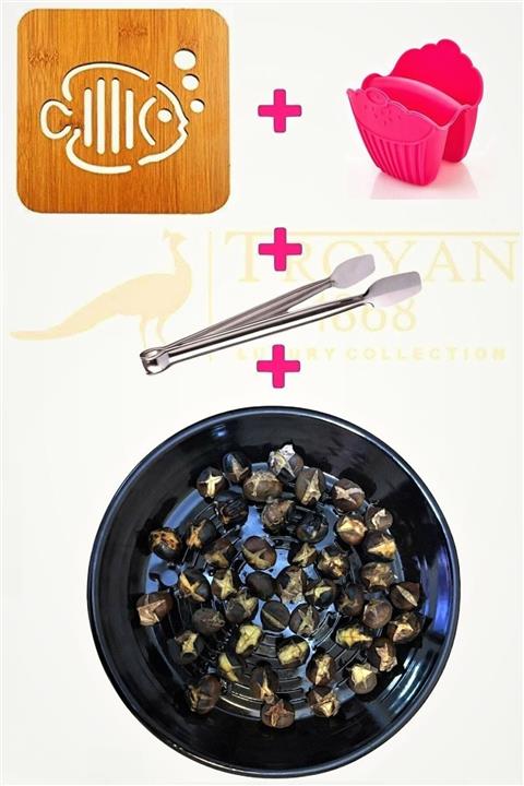 TROYA 31,5 Cm Büyük Boy Közleme Tavası Közmatik. Paslanmaz Mangal Maşası. Bambu Nihale, Fırın Eldiveni