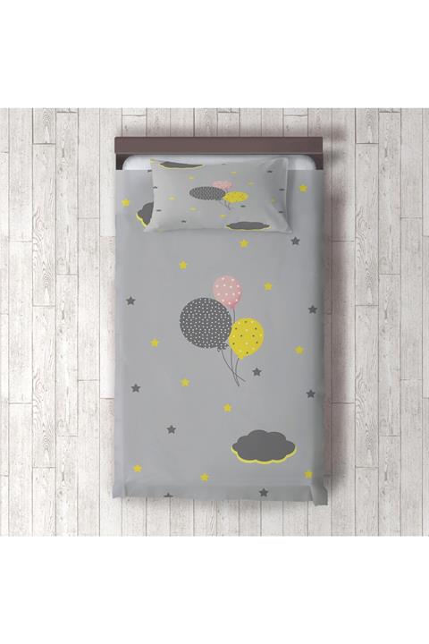 MEKTA HOME Gri Balon Çocuk Ve Bebek Odası Yatak Örtüsü