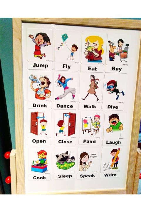 Okuling Manyetik Ingilizce Kelime Kartları Flashcards- Eylemler / Action Words